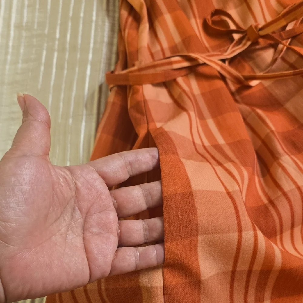 Altuzarra Picotee Orange Checkered Midi Dress In Cayenne Canyon Clay Size 42 - Picture 13 of 16